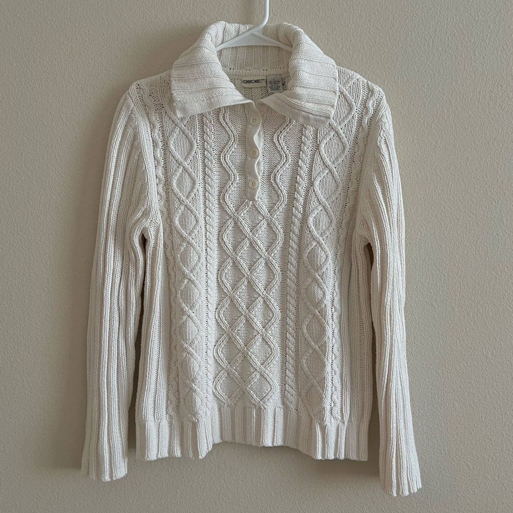 Vintage Sweater - 90s White Pullover Sweater - Knit Sweater - White Sweater